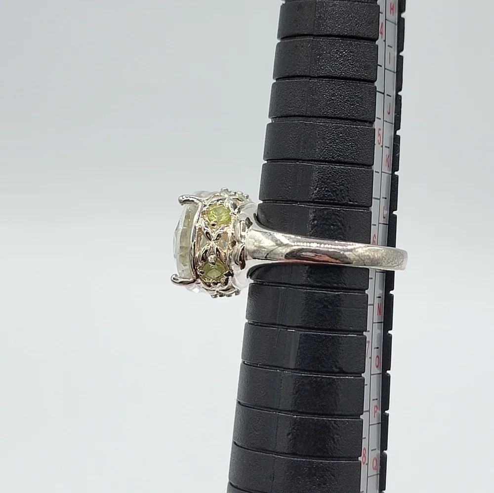 Silver 925 Ring With Green Stones #2351 - Picture 5 of 15